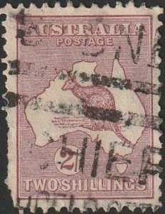 Australia 1935 Sc#125 2Shilling Maroon Kangaroo & Map CofA Wmk USED.
