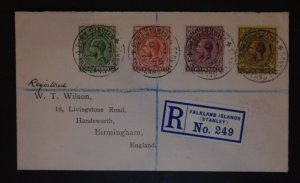 1925 Port Stanley Falkland Island Registered Cover To Birmingham England