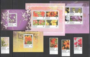 B0552 2007 Antigua & Barbuda Flora Flowers Orchids !!! 2Kb+2Bl+1Set Mnh