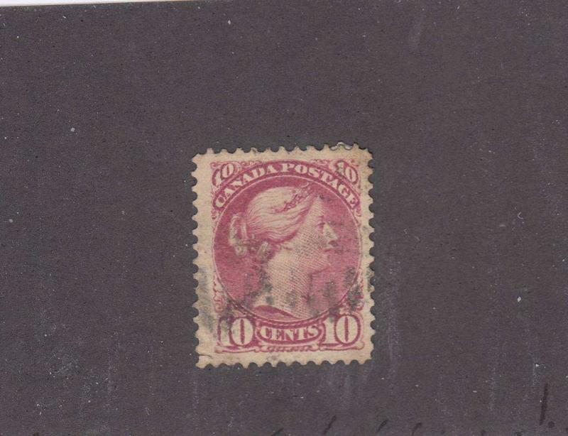 CANADA  # 40a  VF  USED  10cts  SMALL QUEEN MAGENTA  CAT VALUE $120