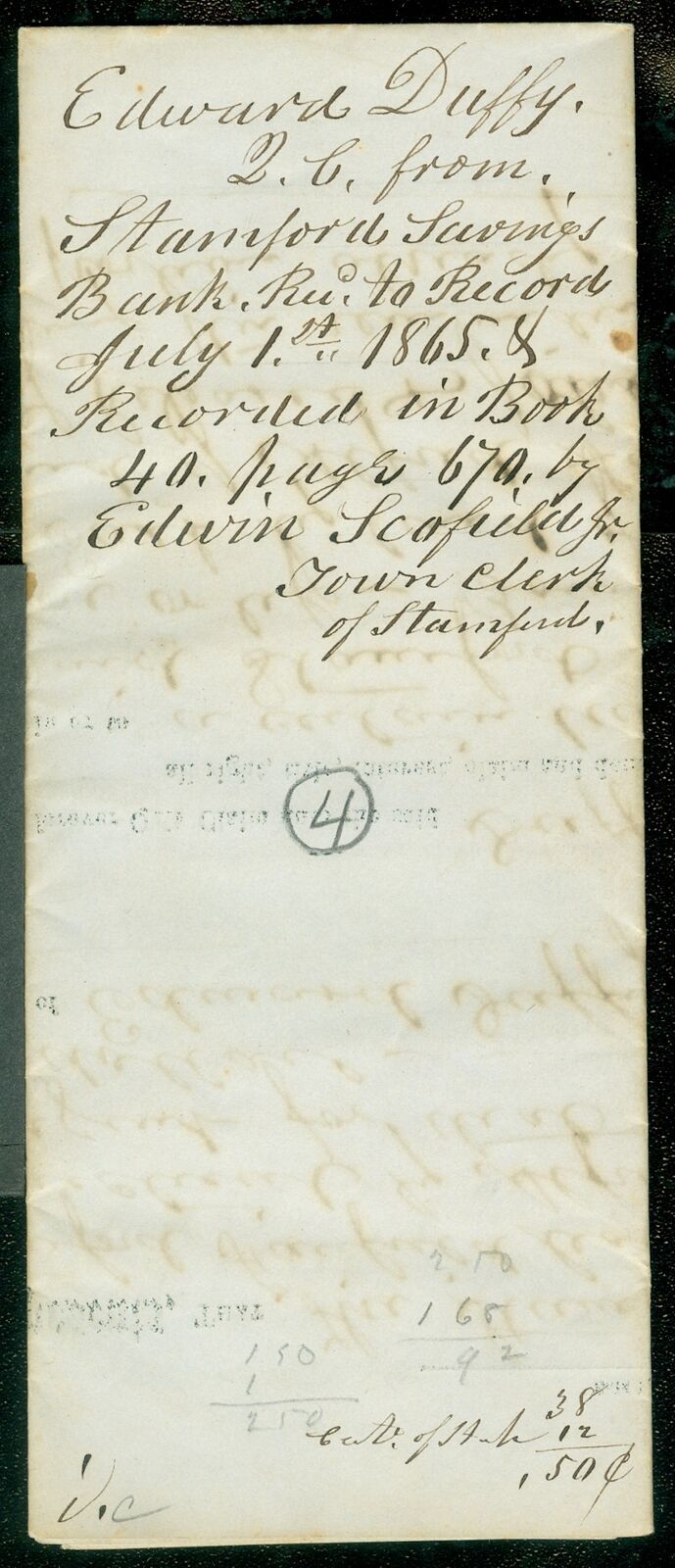 USA 1865 Stamford CT property deed R63c. United States, Stamp / HipStamp