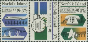 Norfolk Island 1988 SG444-446 Sydpex Stamp Exhibition set MNH