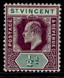 ST. VINCENT EDVII SG85b, ½d dull purple & green, LH MINT. Cat £350. CHALKY