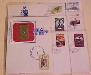 BARBADOS 7 DIFF. FDC GOLD FOIL 1979-1988 CACHET UNADDRESSED
