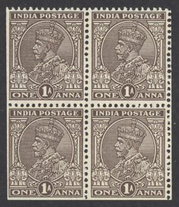 India Sc# 139 MNH block/4 (a) 1934 1a King George V 