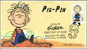 22-300, 2022 ,Charles M Schulz, Pictorial Postmark, First Day Cover, Peanuts, Pi