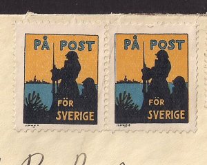 SWEDEN / NORWAY COVERS w LABELS 1940 Pa Post For Sverige MILITARY RELATED #294