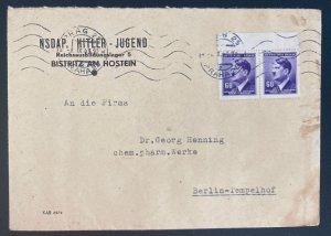 1943 Prague Bohemia Germany Youth Committee Cover To Berlin