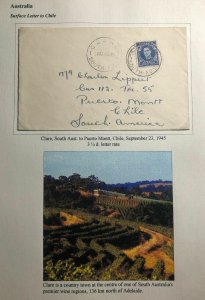 1945 Clare Australia Surface Letter Cover To Port Montt Chile