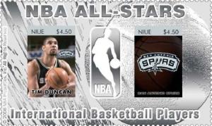 Niue 2007 - NBA All Stars Tim Duncan San Antonio Spurs - Silver Stamp Scott #807