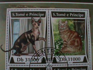 ​ST. THOMAS- 2017-WORLD FAMOUS LOVELY CATS-CTO- SHEET VF LAST ONE FANCY CANCEL
