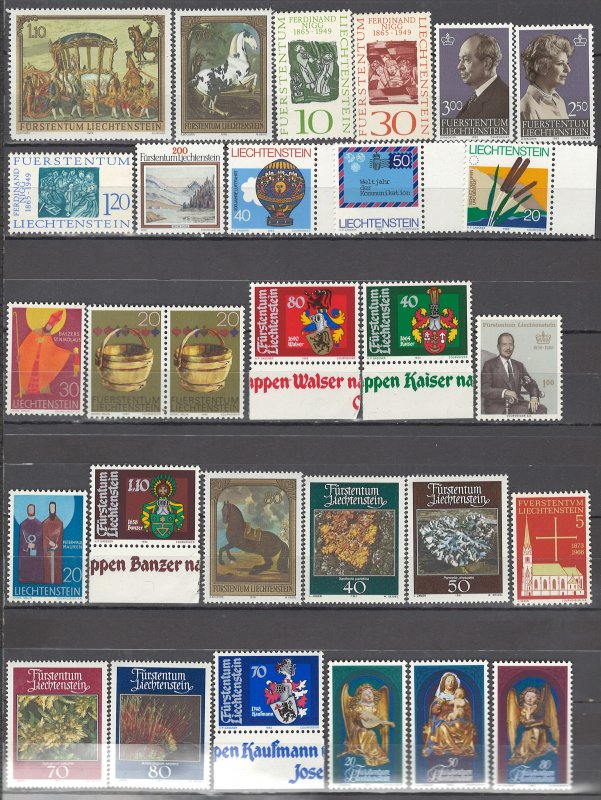 COLLECTION LOT OF #1122 LIECHTENSTEIN 29 MNH STAMPS  1967+