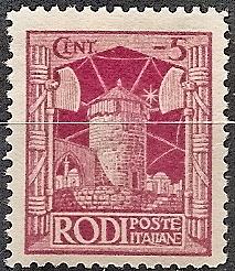 AEGEAN ISLS.-Rhodes 15 MINT OG 1929 5c Windmill