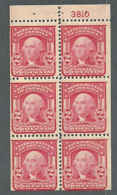 #319g Washington booklet pane mint hinged #3810