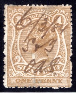 1879 1d, Victoria, Watermark V/Crown Sideways, Type II,