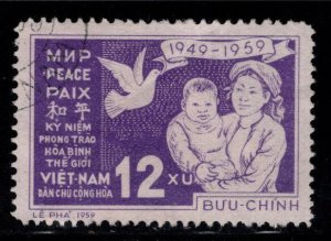 North Vietnam. Scott 94 World Peace movement stamp  Used CTO