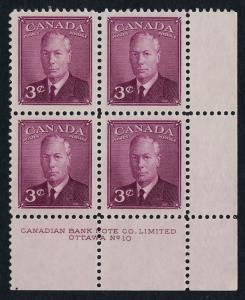 Canada 286 BR Block Plate 10 MNH King George VI