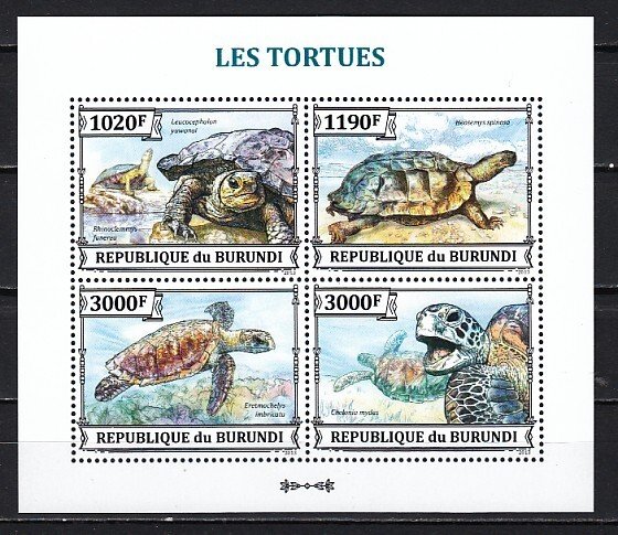 Burundi, 2013 issue. Turtles sheet of 4.