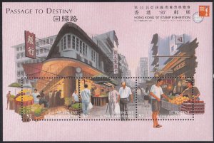 St Vincent & the Grenadines 1997 MNH Sc 2383 Sheet of 3 $2 Market scene Hong ...