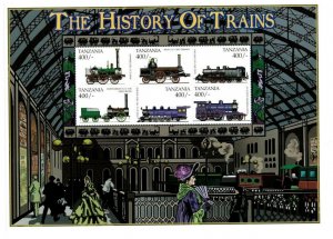 Tanzania 1999 History Of Trains - Sheet of 6 Stamps - MNH