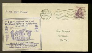 #724 PENN FDC NEW CASTLE, DE  WITH PLANTY 724-6 CACHET