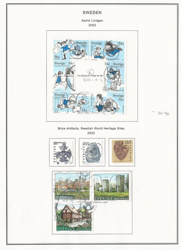Sweden Collection 2000 to 2003 on 12 Album Pages, All Used