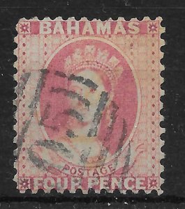 BAHAMAS SG41 1882 4d ROSE p12 USED