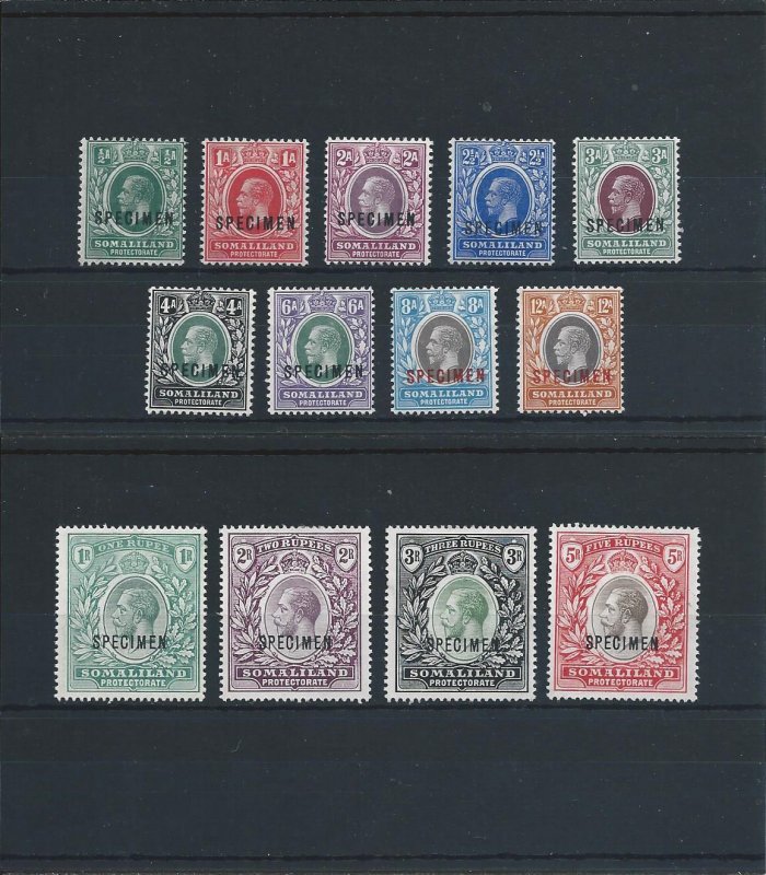 SOMALILAND 1912-19 SET OF THIRTEEN OVERPRINTED SPECIMEN MM SG 60s/72s CAT £325