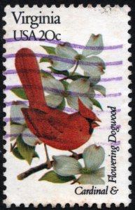 SC#1998A 20¢ State Birds & Flowers: Virginia; Perf 11¼ x 11 (1982) Used