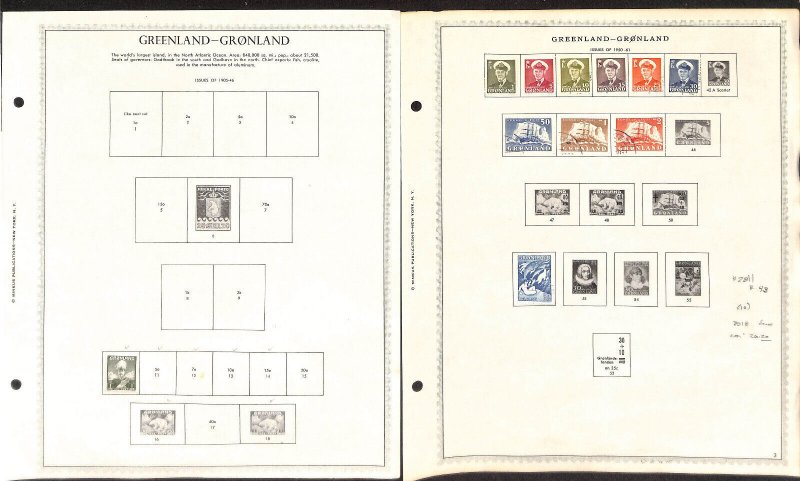 Greenland Stamp Collection on 6 Minkus Pages, 1905-1978 (BB)