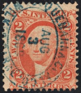 R15c 2¢ Revenue: Internal Revenue (1862) Used/Oval Date Stamped