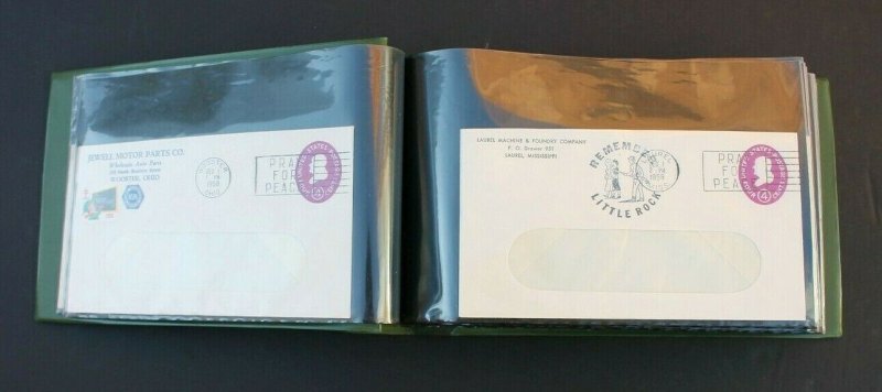 US Stamp Collection 60 Vintage Slogan Cancel Covers in Excellent Album