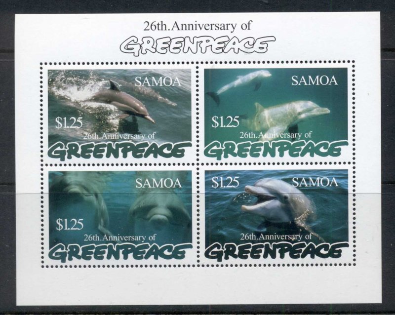 Samoa 1997 Marine Life Dolphins, Greenpeace MS MUH