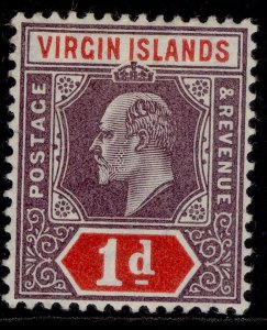 BRITISH VIRGIN ISLANDS EDVII SG55, 1d dull purple & scarlet, M MINT.