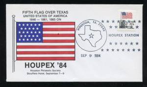 US 1895 HOUPEX 84 Fifth Flag over Texas - United States Houston Phil Soc Cachet