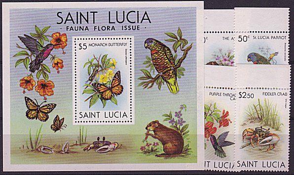 ST LUCIA 1980 Flora & Fauna set and souvenir sheet MNH......................4950