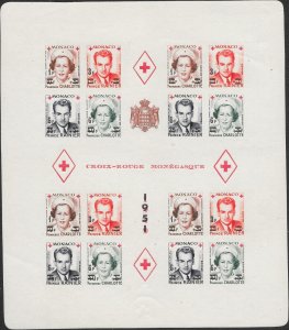 MONACO SGMS458 1951 RED CROSS IMPERF M/S MNH (p)