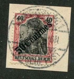 German Offices Turkey SC# 58 o/p 50c on 40pf Germany wmk 125 Used on Piece