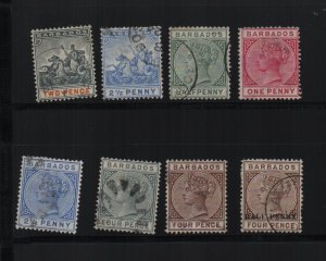 Barbados 1882-1889 selection of 8 used stamps