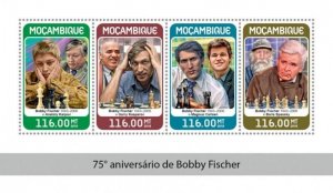 Mozambique - 2018 Bobby Fischer - 4 Stamp Sheet - MOZ18322a