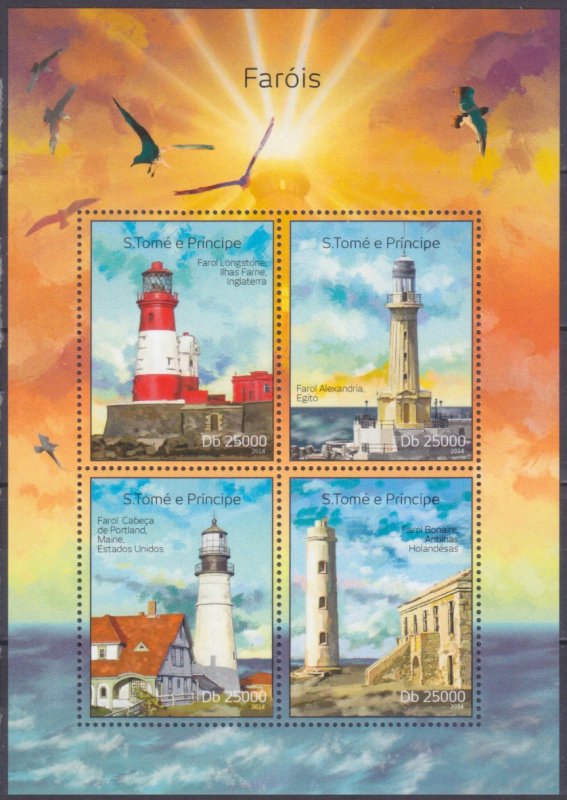 2014 Sao Tome and Principe 5619-22KL Birds / Lighthouses 10,00 €