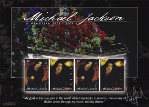 Nevis 2009 - Michael Jackson in Memoriam 1958 - 2009 - Sheet of 4 Stamps - MNH