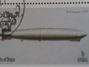 OMAN STAMP -1977 WORLD FAMOUS AIR SHIPS-ZEPPELIN -CTO FULL-SHEET VERY FINE