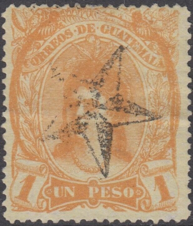 Guatemala Sc # 14 USED Superb cancel   Valued $ 35.00