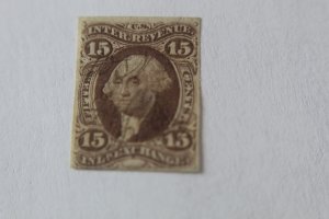 REVENUE : R40a   USED 15 CENT INLAND EXCHANGE -  IMPERFORATE  CUT CLOSE