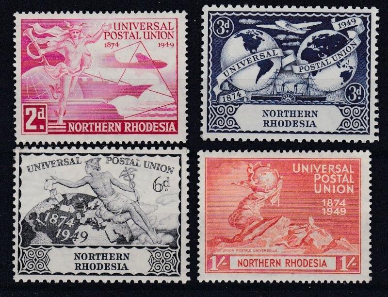 NORTHERN RHODESIA  1949  UNIVERSAL POSTAL UNION SET OF FOUR  M H