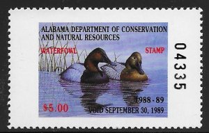 US State duck  Alabama 10   $ 5.00  fine  mint nh