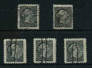 ?#34 HALF CENT SMALL QUEEN LOT VF & JUMBO copies used Canada