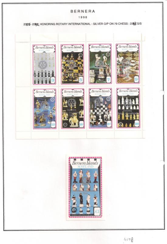 SCOTLAND - BERNERA - 1998 - Rotary, Silver o/p - 8v Perf, Souv Sheets - MLH