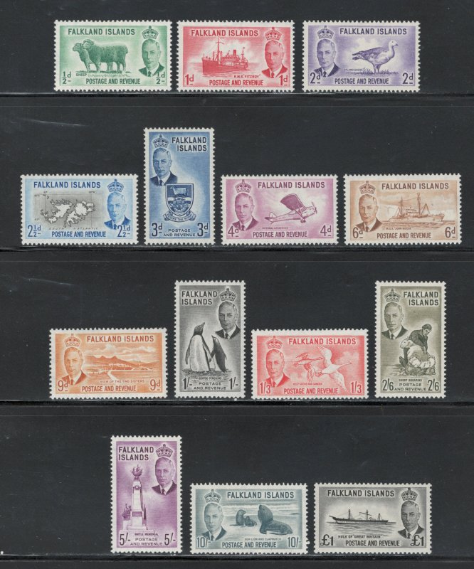 Falkland Islands 1952 King George VI Scenes Scott # 107 - 120 MH